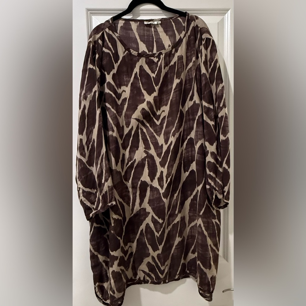 MASAI COPENHAGEN Brown and Light Tan Patterned Tunic Dress - Size XL